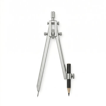 Metal compass tool for drafting and drawing with pencil attachment  
