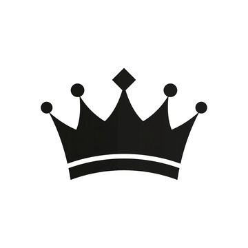 Royal black crown icon featuring sharp points and circles in a bold minimalist vector style isolated on transparent background