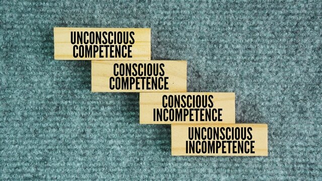 The four stages of learning, also known as the Four Stages of Competence are Unconscious Incompetence, Conscious Incompetence, Conscious Competence, and Unconscious Competence word. 