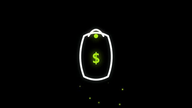 Minimalist neon outline of a computer mouse with a dollar sign symbol.