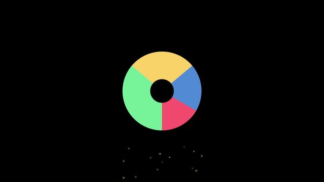 A colorful circular pie chart graphic isolated on a black background.