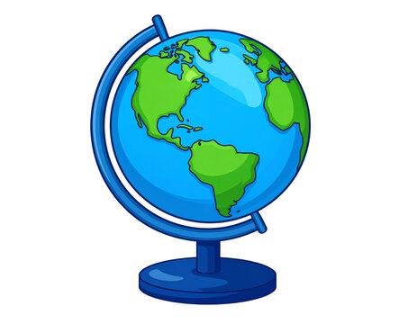Blau-gr&uuml;ner Globus &ndash; Illustration f&uuml;r Schule, Geografie und Lernen als freigestelltes PNG