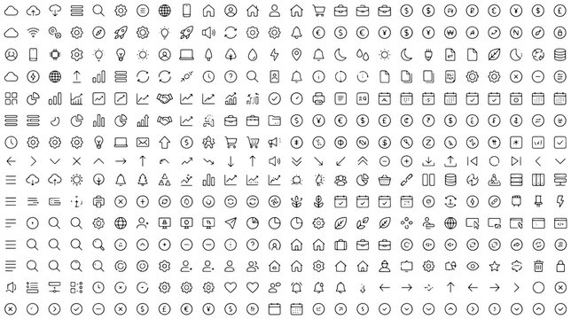 Large collection of thin line vector icons for web and mobile user interface design
