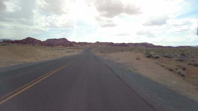 Driving Plate Nevada Desert Valley of Fire Mouses Tank Rd Northbound Front View 07 USA