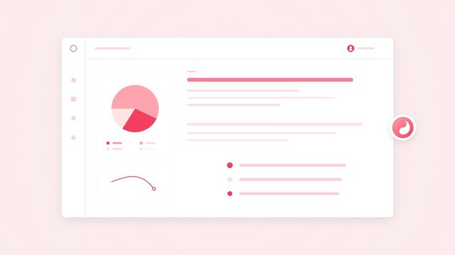 Minimalist business dashboard interface with animated data charts and graphs