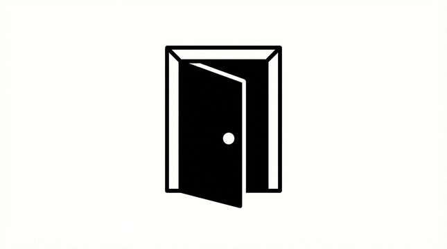 Open door icon displaying a simple black and white graphic representation of an entry point for use in modern web design and various digital interface projects