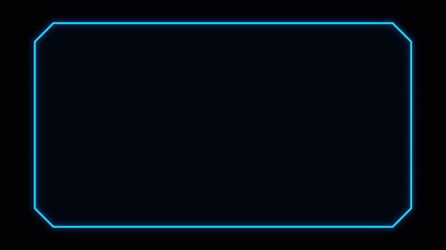 Neon blue glowing digital frame with rounded corners for interface overlay