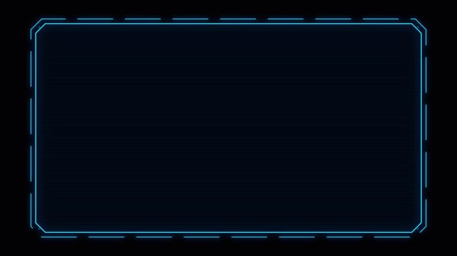 Neon blue digital interface frame with animated glowing technology borders