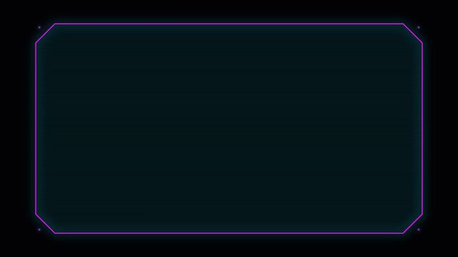 Neon glowing purple rectangle frame with rounded corners for digital overlay