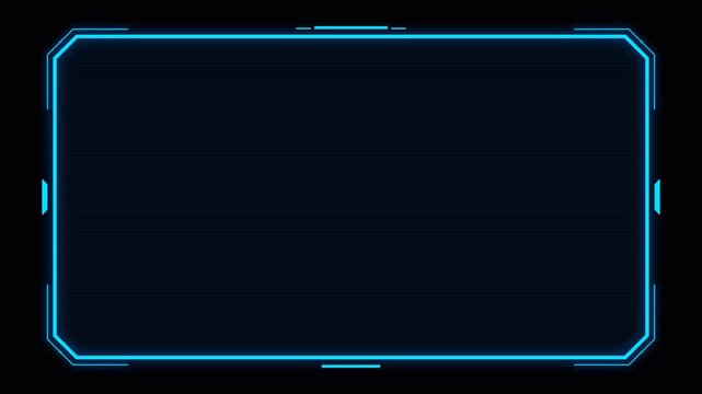 Futuristic digital frame overlay with glowing blue neon hud interface elements