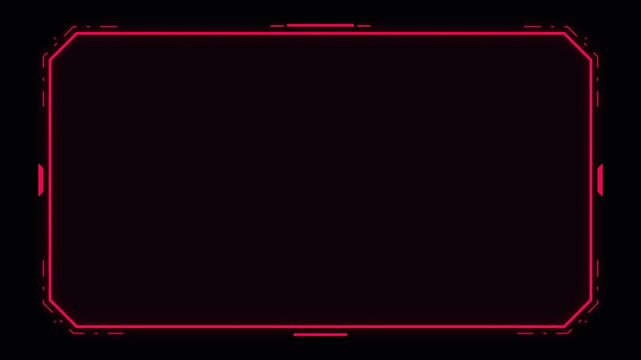 Neon glowing hud frame for futuristic digital interface design elements