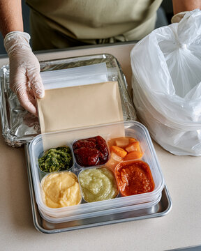 Chilled pureed meal prepared for home delivery