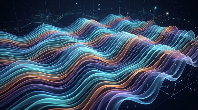 Abstract Digital Data Waves and Futuristic Network Connection Background