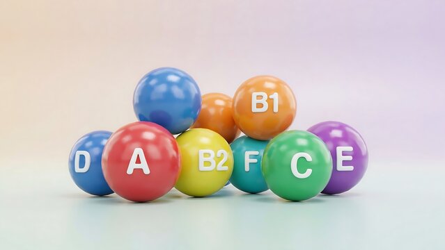 Colorful labeled spheres arranged in a playful setup