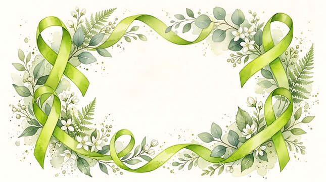 Lime Green Awareness Ribbon Floral Frame for Lymphoma Day