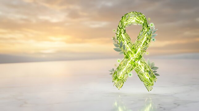 World Lymphoma Awareness Day Lime Green Crystal Ribbon Symbol