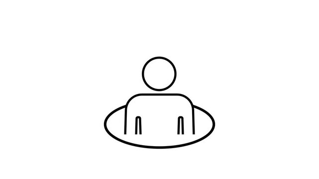 A simple outlined person icon standing on a small oval base representing an individual user profile or a single person within a much larger system