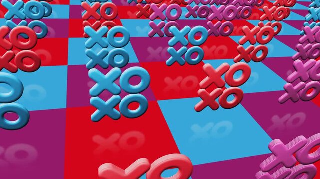 XOXO love romantic greeting multiple 3d symbol looped and seamless object pattern animation