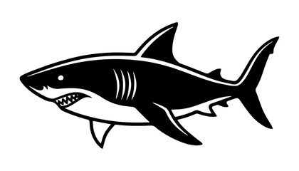 Fototapeta premium Great white shark silhouette vector illustration isolated on white background