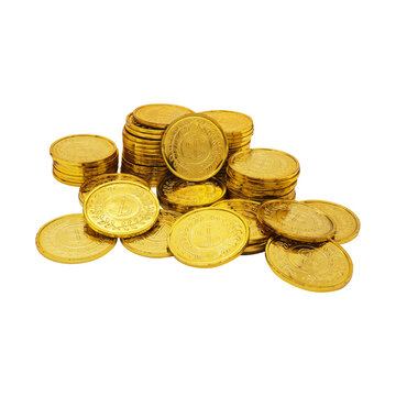 Pile of Gold Coins on Transparent Background PNG