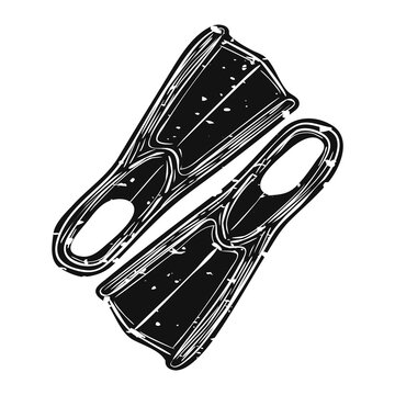 Png vintage diving flippers illustration, transparent background