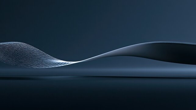 Smooth, flowing abstract metallic wave with textured, luminous edge
