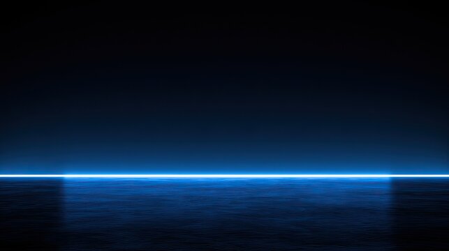 Minimalist dark background with a vibrant blue neon light strip