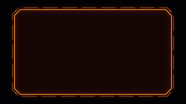 Orange glowing digital frame with animated tech borders for video overlays