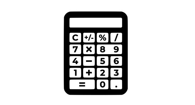 Modern Calculator Vector Icon with Geometric Buttons and Digital Display