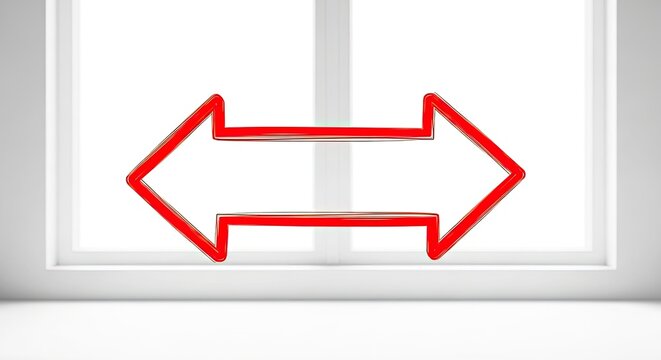 Red Arrow Symbol on White Background Indicating Direction.