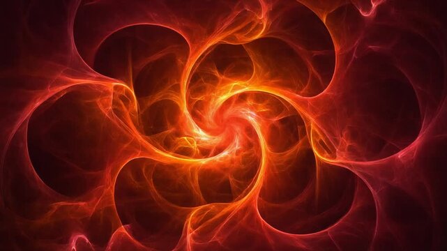 Fiery red-amber plasma energy erupts in slow-twisting casting glowing waves of energy against a dark background &mdash; ideal for cinematic, tech, and gaming overlays. 