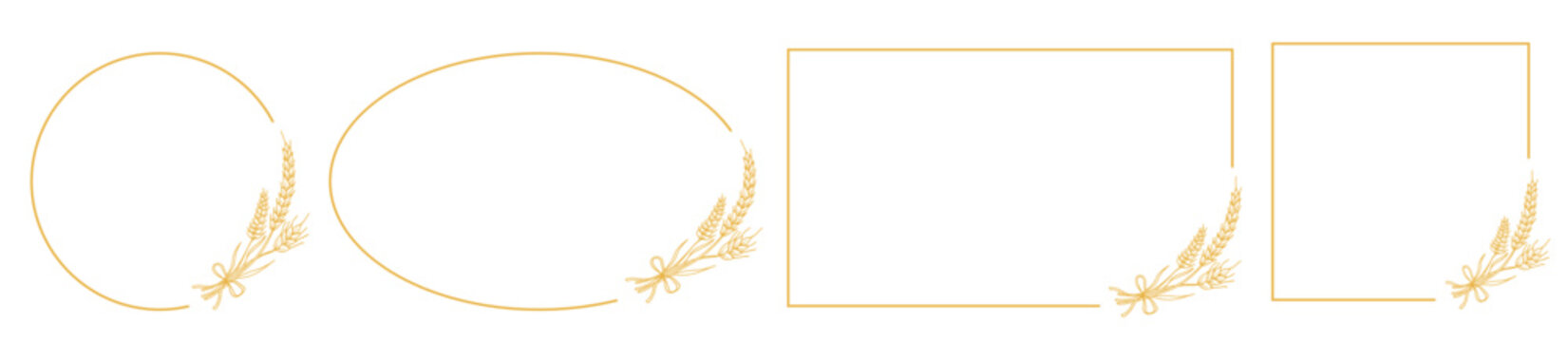 Bakery label frame templates inspired by artisan baking and natural grain. Simple vector frames for branding, stickers and bakery packaging.