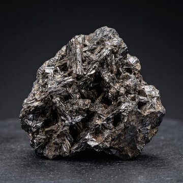Crisp Macro Texture of Raw Fractured Wolframite Ore with Sub-Metallic Black Luster and Jagged Cleavage