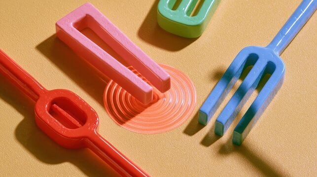 Glossy claymation-style illustration of one struck tuning fork