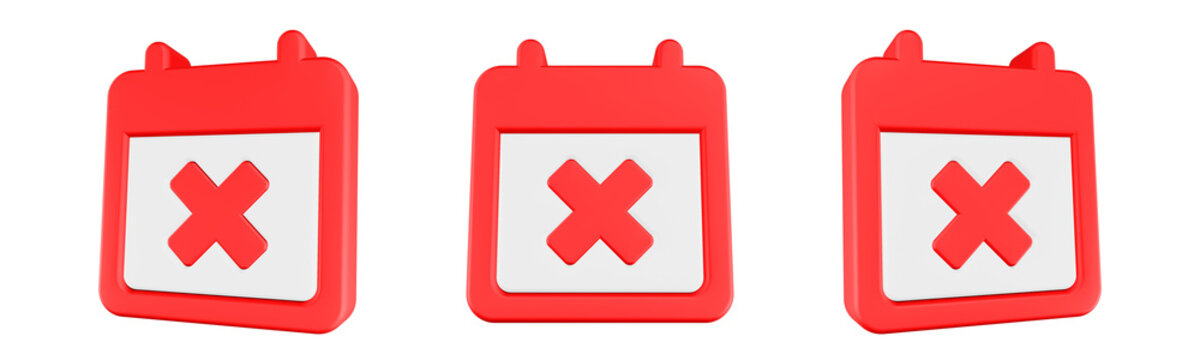 calendar cancel icon 3d rendering