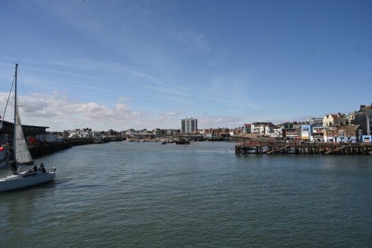 Boats coming out of bridlington marina, north sea port of bridlington Bridlington East Yorkshire 