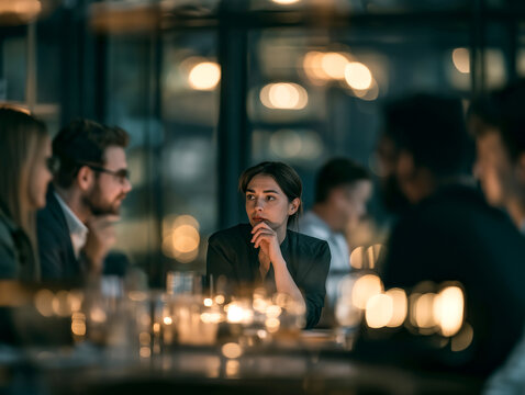 Diverse Business men and women at their meeting at modern urban glassy office