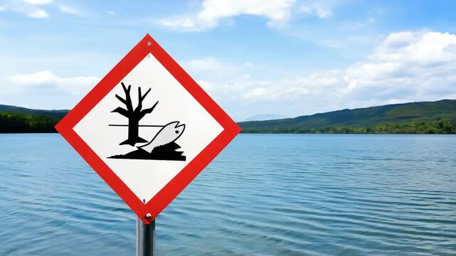 Toxic waste sign. Harmful danger to the aquatic environment.