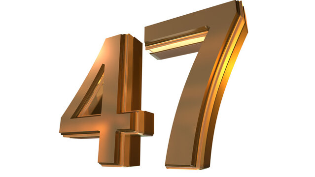 Gold 3D Number 47 Luxury Metallic Golden Numeral