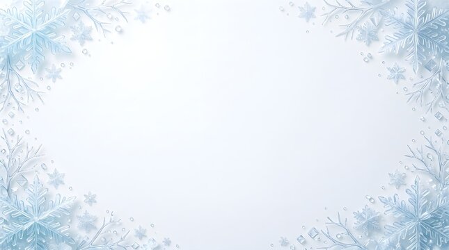 Winter snowflake decorative frame background with ice crystal patterns snowflake seasonal