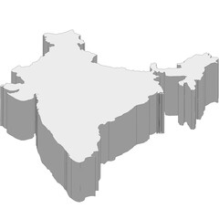 3D map dimension - continent Asia country India © badrpost