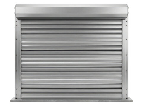 Closed metal roller shutter door for industrial warehouse or retail shop storefront security