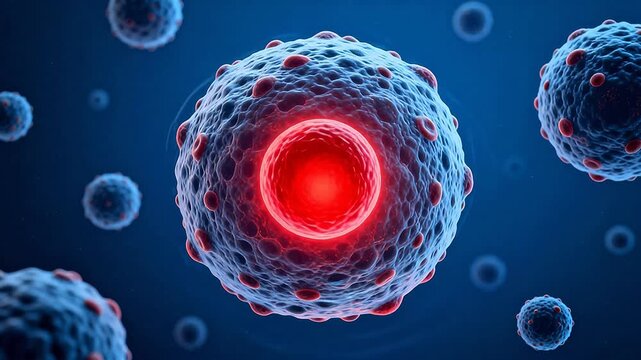 Cellular structure with red nucleus