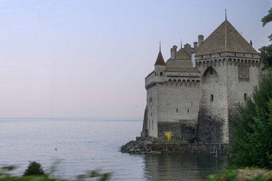 Medieval Chillon Castle at Veytaux