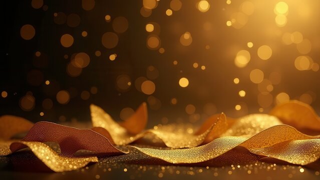 abstract luxurious gold background with sparkling glitter bokeh perfect for elegant festive holiday advertising and premium product branding overlays