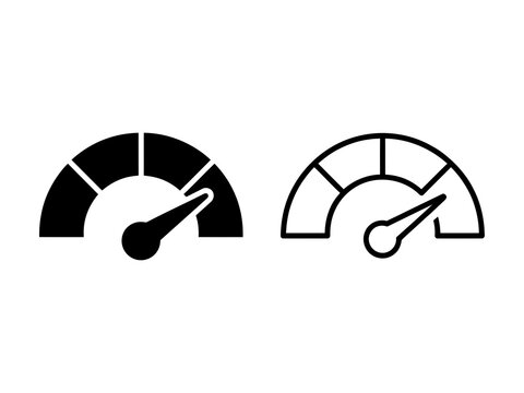 Set of speed meter icons representing performance measurement and data dashboard gauges