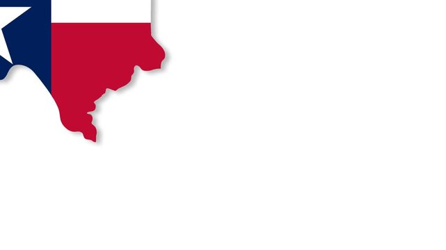 Texas Map Silhouette with Lone Star State Flag Design on White Background.