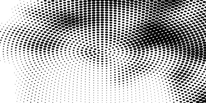Halftone Circular Dot Pattern. Circle Frame using Halftone Dots Raster Texture. Polka Dots. Spiral logo Icon. Radial design element. Vector Illustration.