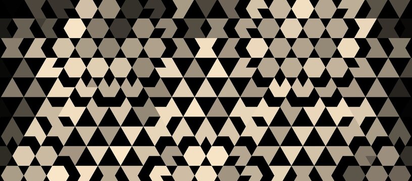 Dark geometric tessellation pattern in black and beige