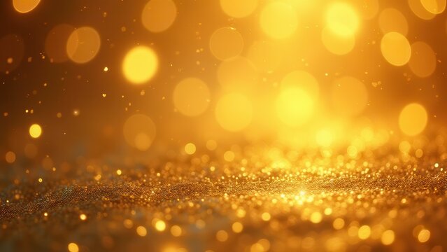 opulent abstract background of warm gold shimmer and bokeh lights perfect for celebratory greetings and event branding